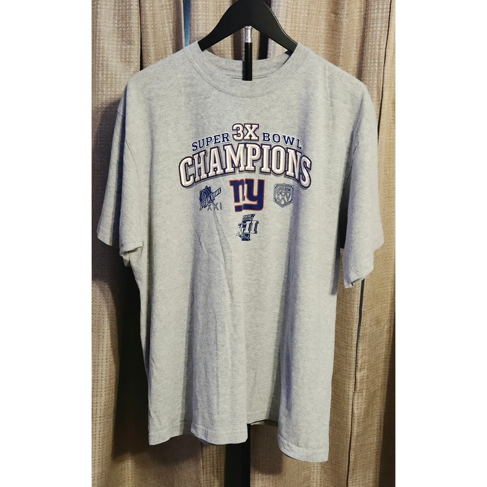 Reebok New York Giants Super Bowl Champions Graphic T-Shirt Mens Size XL‎ Gray